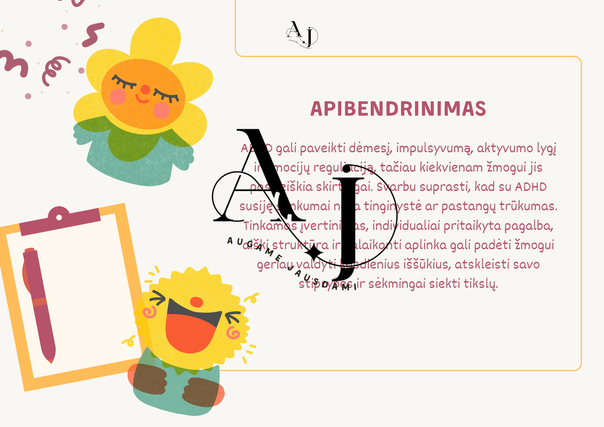 Apie ADHD Augame Jausdami