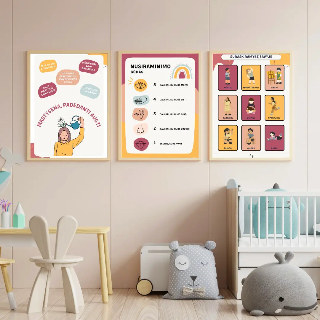 Emociniai įgūdžiai vaikams – 3 plakatų rinkinys (PDF) Augame Jausdami
