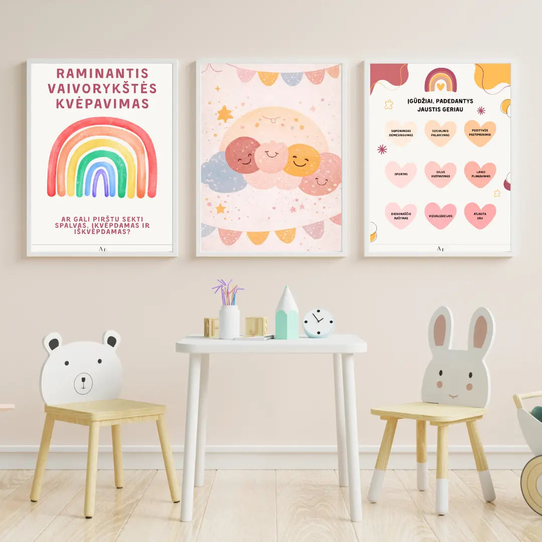 Kasdieniai savireguliacijos įgūdžiai – 3 plakatų rinkinys (PDF) Augame Jausdami