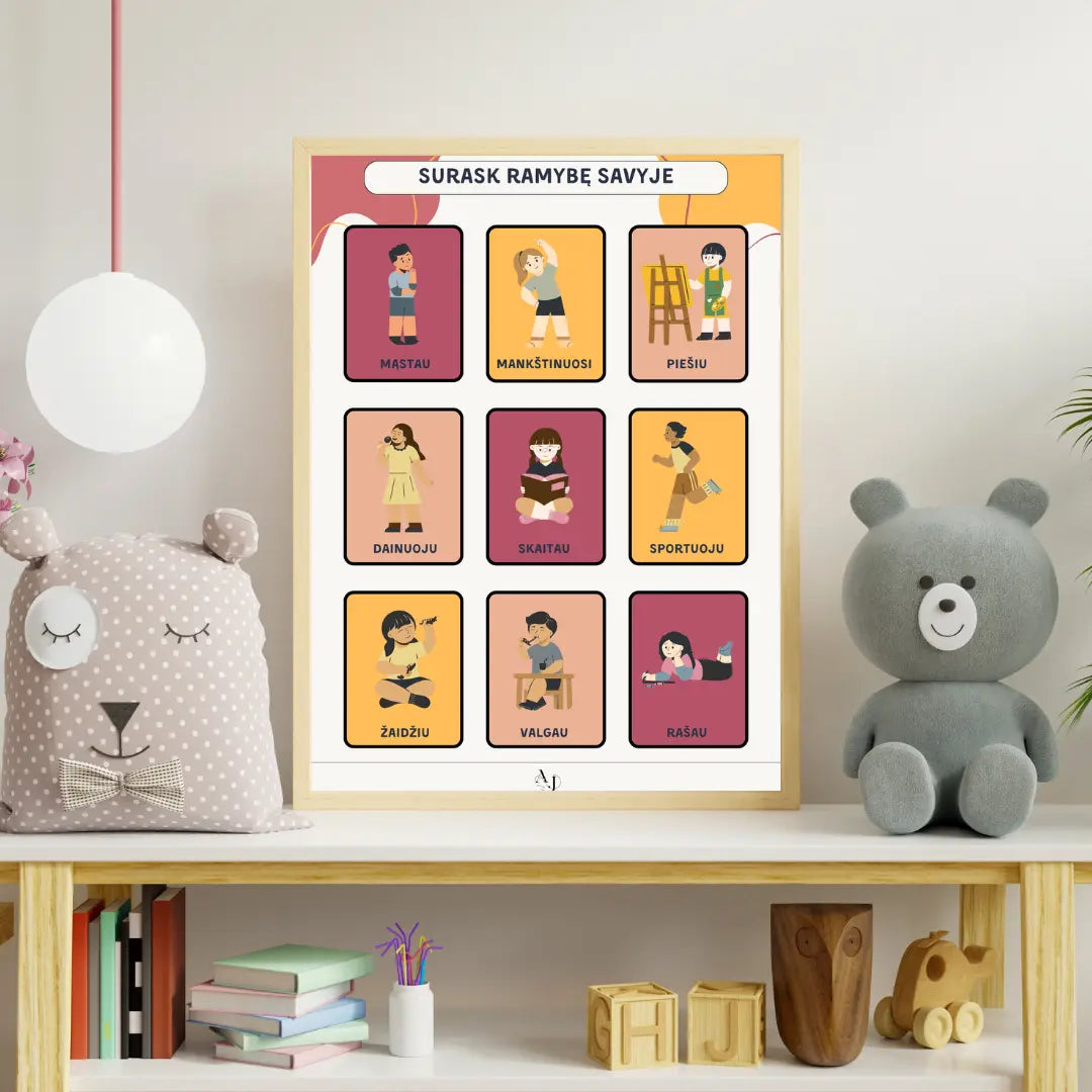 Veiklos, padedančios nusiraminti – plakatas (PDF) Augame Jausdami