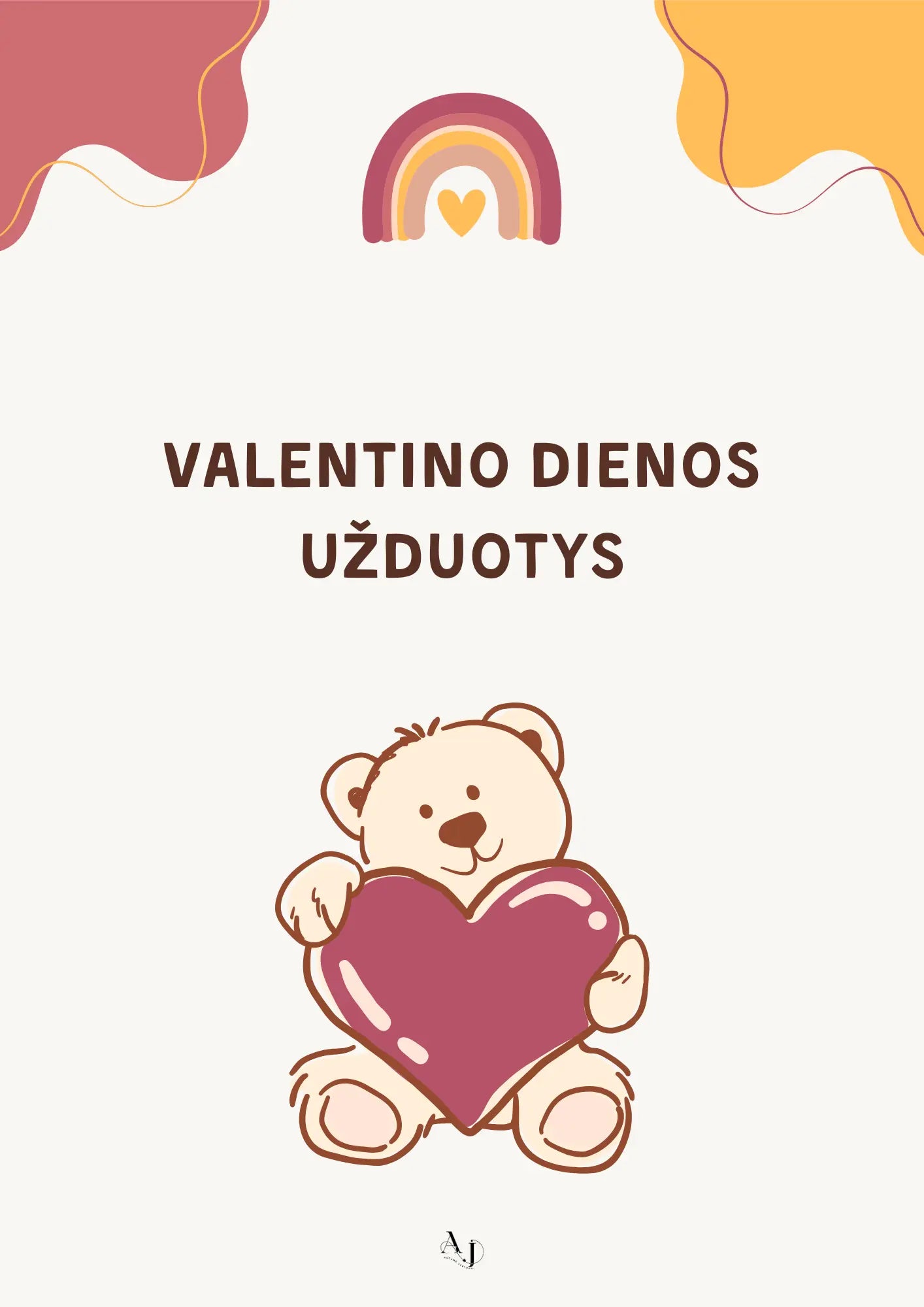 Valentino dienos skaitmeninis užduočių leidinys pradinukams  ❤️ Augame Jausdami
