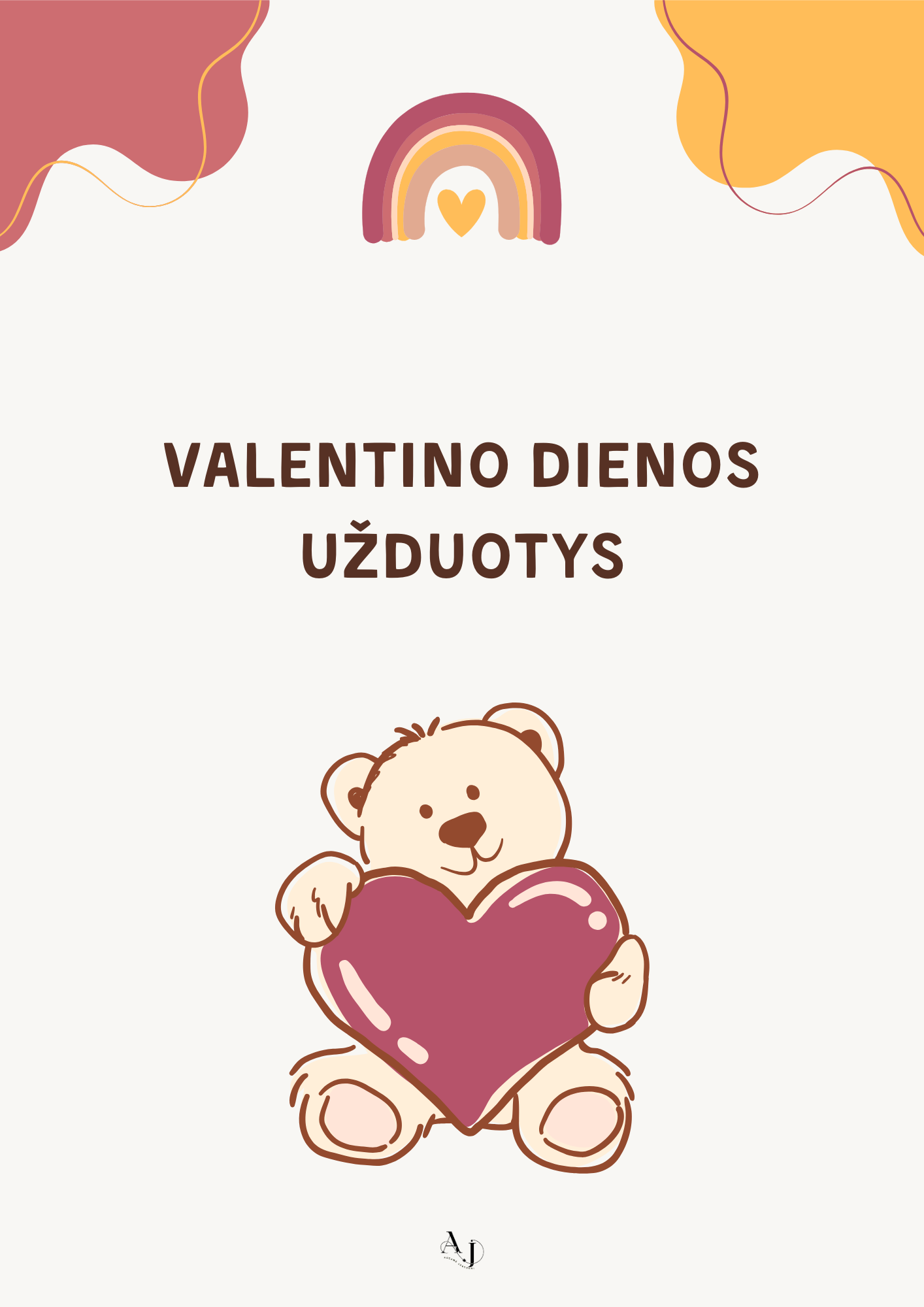 Valentino dienos skaitmeninis užduočių leidinys pradinukams  ❤️