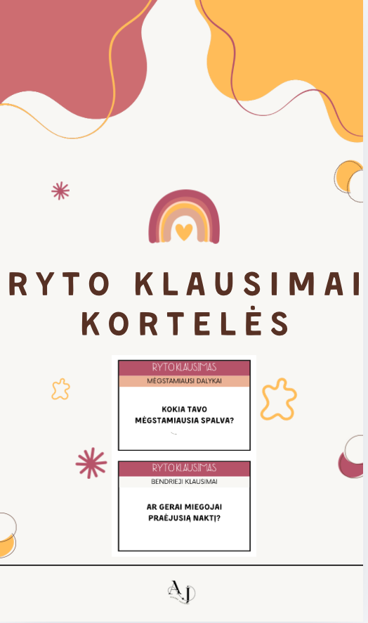 Ryto klausimai (80 kortelių) Augame Jausdami