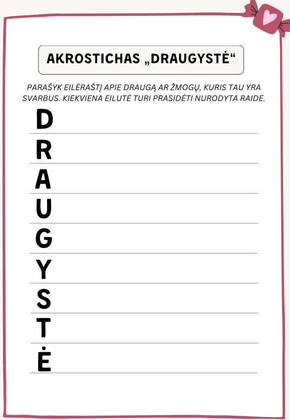 Valentino dienos skaitmeninis užduočių leidinys pradinukams  ❤️