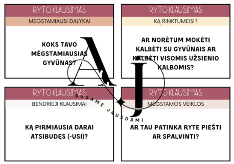 Ryto klausimai (80 kortelių) Augame Jausdami