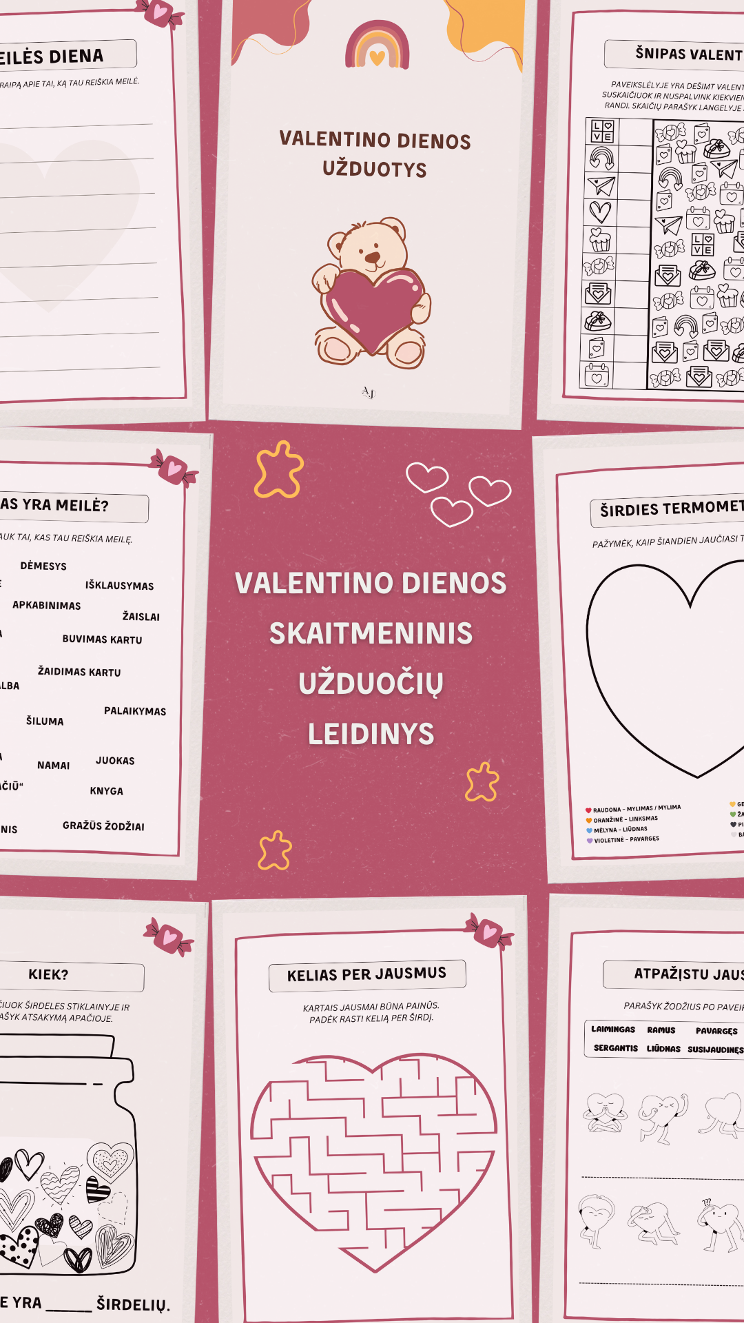 Valentino dienos skaitmeninis užduočių leidinys pradinukams  ❤️