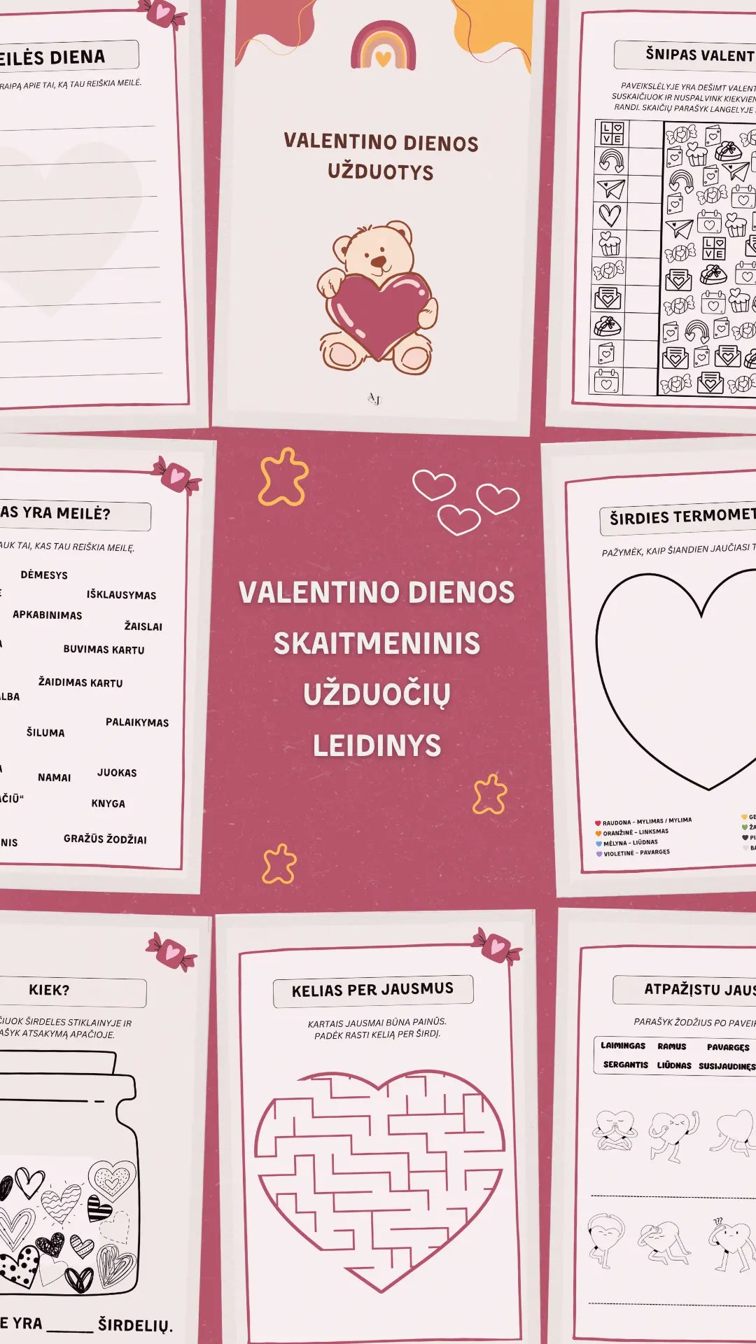 Valentino dienos skaitmeninis užduočių leidinys pradinukams  ❤️ Augame Jausdami