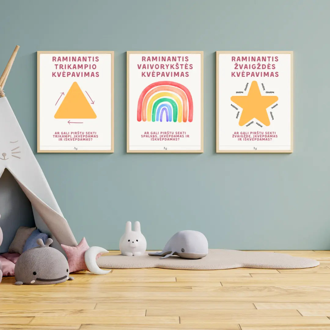Kvėpavimo pratimų plakatai (4vnt) Augame Jausdami